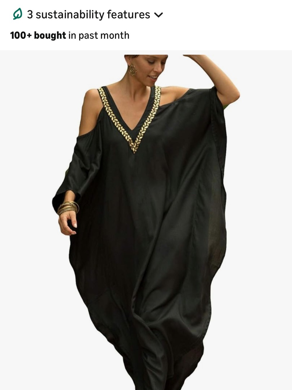 Black Flowing Kaftan Dress
